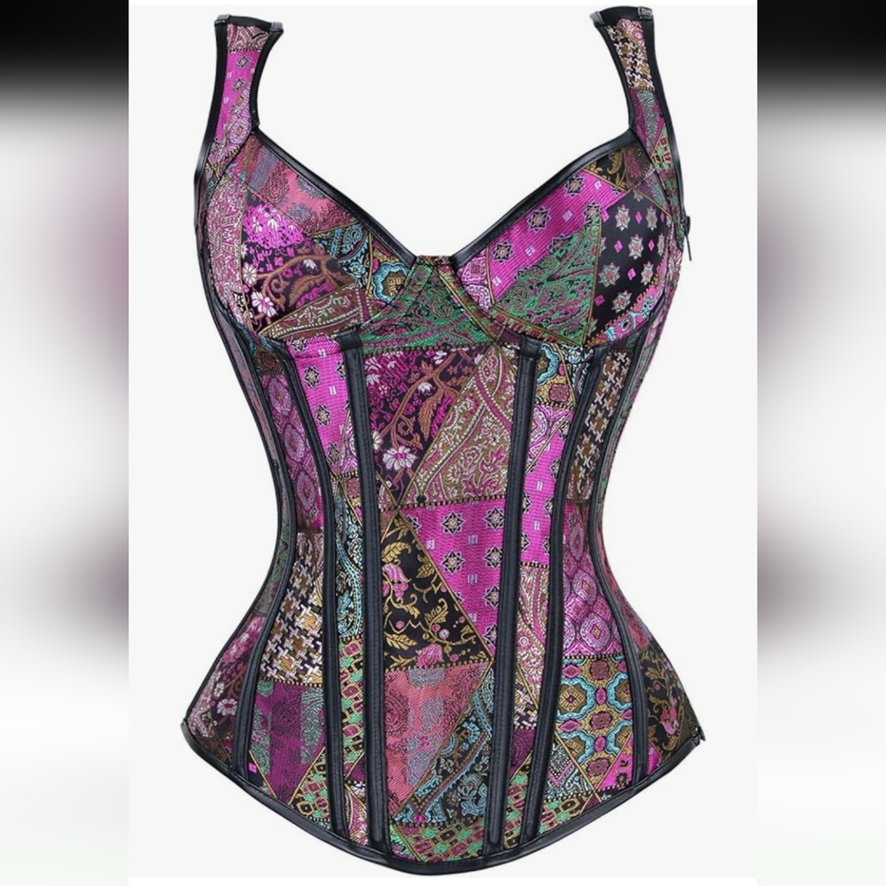 Elegant Jacquard Patchwork Corset Bustier Bodyshaper. Size 6XL. - Picture 1 of 9